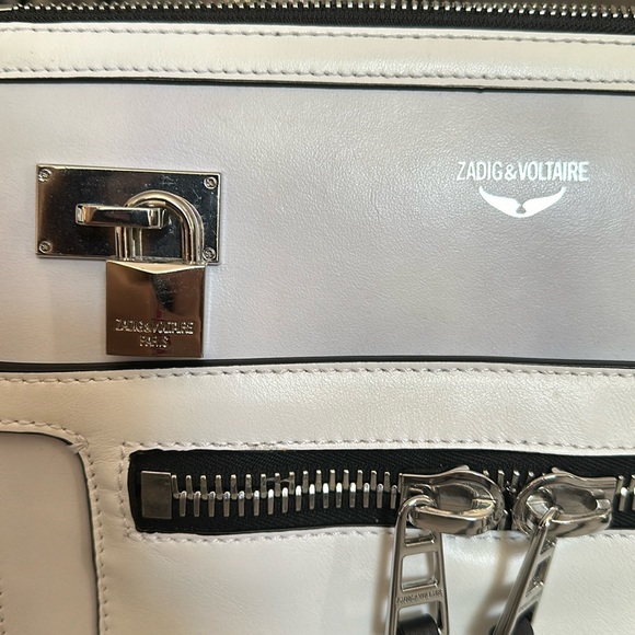 NWT ZADIG & VOLTAIRE Women’s White Leather Zip Crossbody Shoulder Bag - Picture 2 of 6